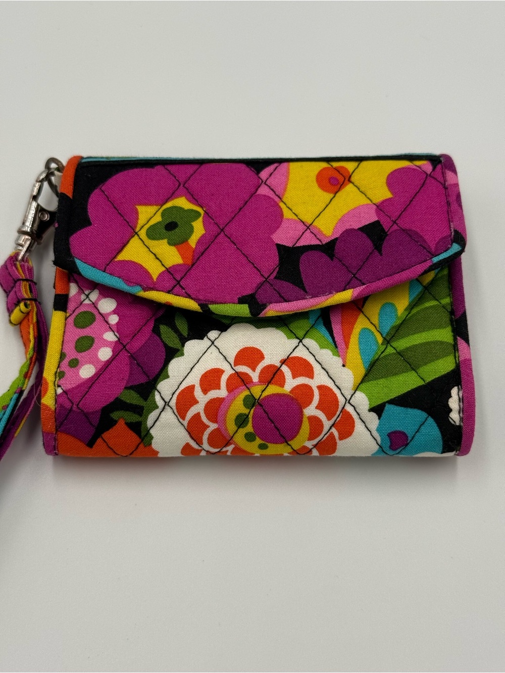 Vera Bradley Purple Floral Quilted Wristlet Wallet - Picture 2 of 6